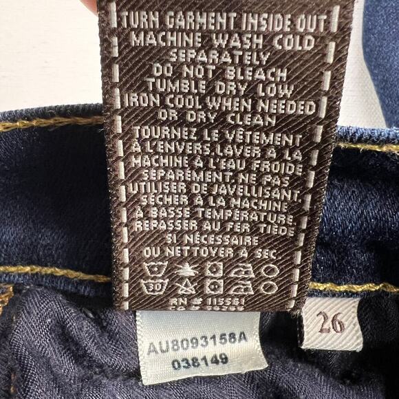 7 For All Mankind Cropped Skinny Jean Dark Wash Low Rise Size 27 - Picture 9 of 13